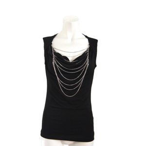 Sele Black Sleeveless Top With Built In Necklace (Removable) Size M NWOT
